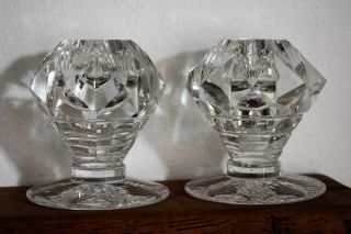 Lovely Vintage Art Deco Candlestick Holders,  Webb Corbett Crystal Glass