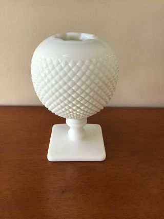 Fenton Art Glass Large Milk Hobnail Ruffled Top Vase 7 Inch Exc