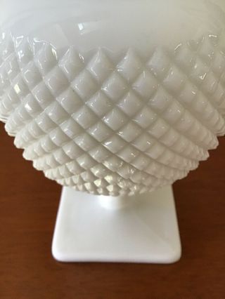 Fenton Art Glass LARGE Milk Hobnail Ruffled Top Vase 7 Inch EXC 5