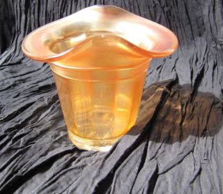 Vintage Dugan Diamond Glass Top Hat Flower Bud Vase Marigold Carnival Antique