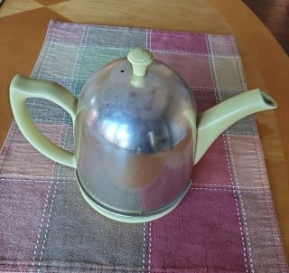 Vintage Retro Yellow Hall Teapot With Warming Insulated Cozy Cover 1950 