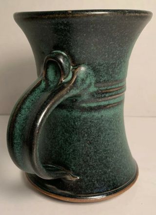 Hand Made Studio Pottery Speckled Green Coffee Mug Tea Cup W/thumb Rest - Signed