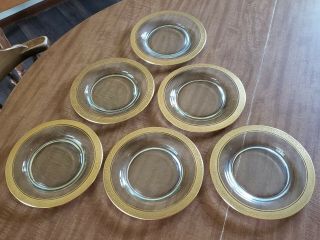 Vintage Set 6 Tiffin Franciscan Gold Rimmed Rambler Rose 8 - 1/2 " Plates