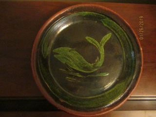 Vintage Arts & Crafts Handcrafted Glazed Art Pottery 8.  5 " Plate,  Carp,  Fish