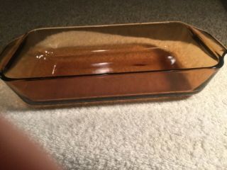 Vintage Anchor Hocking 427 Glass Amber Brown Baking Dish Loaf Pan