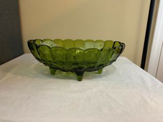Vintage Green Glass Oval Bowl
