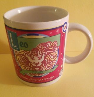 Vintage Coffee Mug Glass Astrology Zodiac Sign Of The Lion Leo Mug
