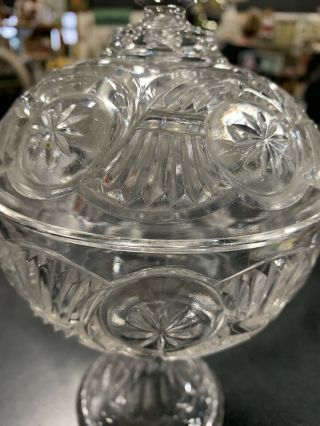 EAPG Clear Circle Lidded Compote by NICKLE PLATE GLASS CO circa 1890 2