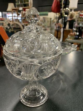 EAPG Clear Circle Lidded Compote by NICKLE PLATE GLASS CO circa 1890 3