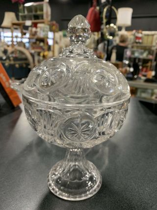 EAPG Clear Circle Lidded Compote by NICKLE PLATE GLASS CO circa 1890 4