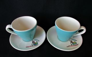 Metlox Poppytrail Street Scene Coffee Cups & Saucers