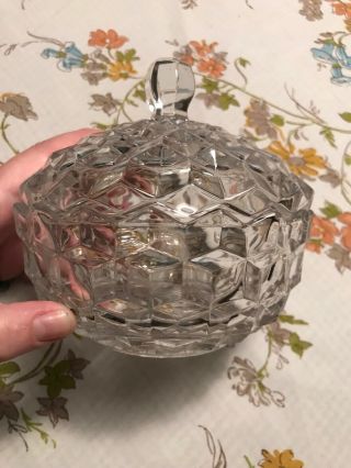 Vintage Clear Heavy Glass Covered Candy Dish 6 " Diameter With Fitted Lid