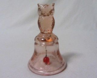 BOYD ART GLASS OWL BELL LIGHT ROSE B IN DIAMOND FIRST FIVE YEARS 2
