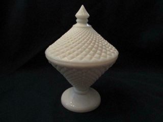 Vintage Pressed Glass - Westmoreland English Hobnail White Candy W/lid -