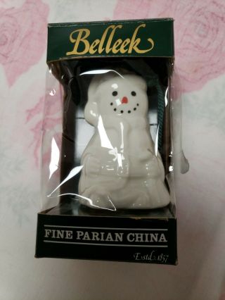 Belleek Ireland Fine Parian China Irish Snowman Sweater Bell / Ornament