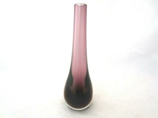 Stunning Vintage Amethyst Teardrop Vase Italian Murano Sommerso Art Glass