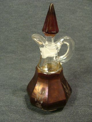 Eapg Unknown Ruby Stained Etched Cruet
