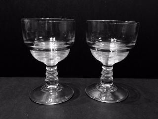 Vintage Ribbed Clear Glass Egg Cups - Set Of 2 -