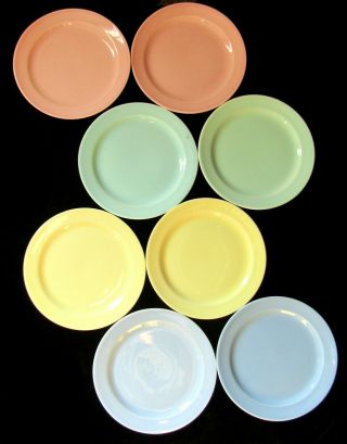 8 Tst Lu - Ray Luray Pastels 6.  5 " Dessert Plates - Blue,  Yellow,  Pink,  Green