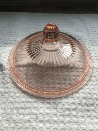 Open Lace Pink Glass Butter Dish Replacement Cover Anchor Hocking