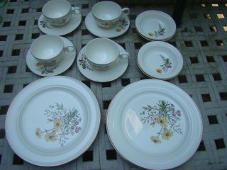 Vintage Hall China/ Sears/ Richmond/ Brown - Eyed Susan Luncheon Set For 4
