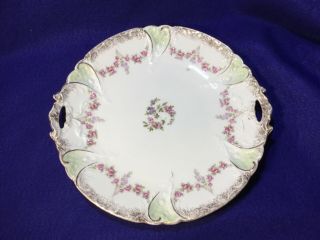 Vintage C.  T.  Altwasser Germany Decorative Plate Pink Purple Floral Gold Trim