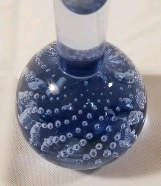 Vintage Swedish Kosta Boda Blue Controlled Bubble Bud Vase Paperweight 3