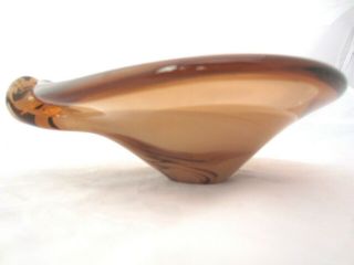 Murano Sommerso Heart Shaped Glass Bowl / Dish White In Peach