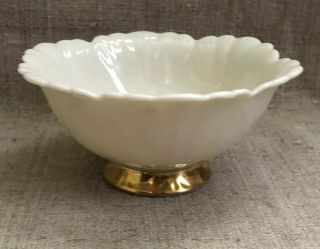 Small Gold Footed Ivory Color Lenox Flower Shaped Nut Candy Bowl Vintage