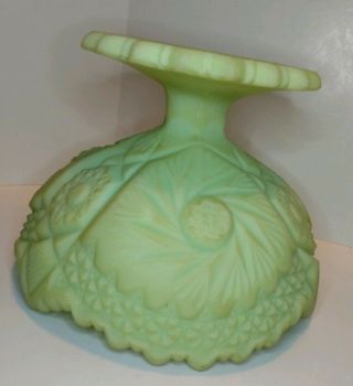 Vintage Fenton Lime Green Satin Custard Glass Compote Pedestal Dish 5