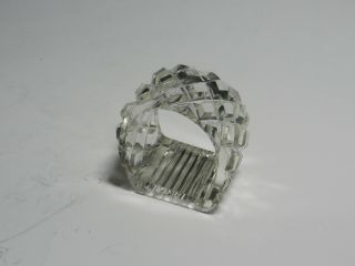 Cut Crystal Napkin Ring Line Cut Flat Bottom Diamond Cuts Clear 2 1/8 " T