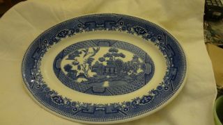Large Vintage Carr China Blue Willow Oval Restaurant Ware Platter Grafton Wv