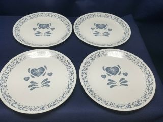 Vintage Corning Corelle Blue Hearts Dinner Plates Made In Usa