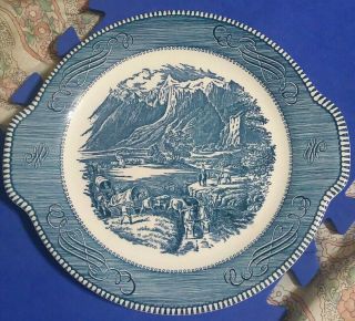 Currier and Ives Royal China Platter Tab Handle Cake Plate 