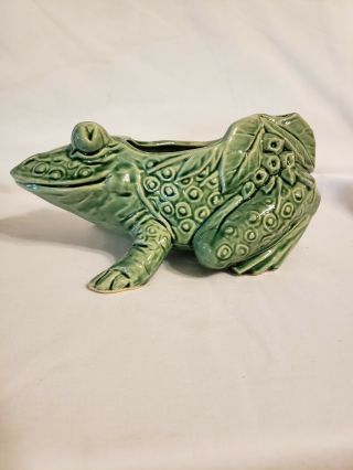 Mccoy Frog Planter 8.  5 " X 5 " Green Vintage Usa Pottery 1950 