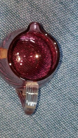 Vintage Pilgrim Cranberry Purple Glass Creamer Mini Pitcher Jug Clear Handle 3
