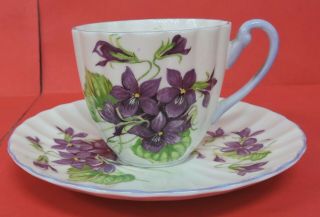 Shelley Fine Bone China Demitasse Cup & Saucer Set - Violets - 13821 - 14