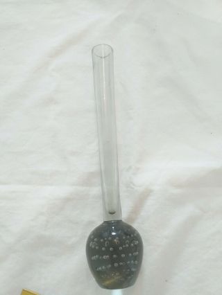 Vintage Murano Style Glass Bud Vase With Controlled Bubbles In Grey