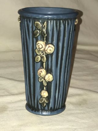 Antique Weller Art Pottery Blue Drapery Vase 6.  5 "
