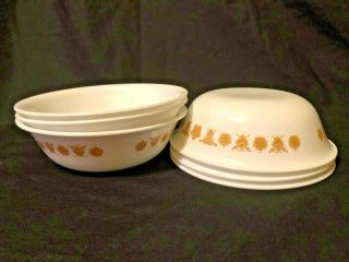 Set Of 6 Corelle Bowls Soup Cereal Salad Butterfly Gold 6 1/4 " Vintage Corning