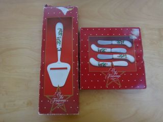 All The Trimmings Holly Berries & Leaves Cheese Plane & Canape Set - Japan
