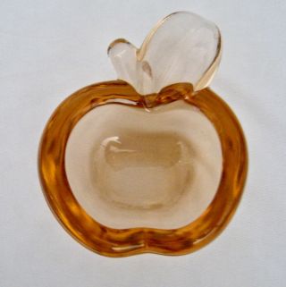 Vintage Glass Apple Trinket Dish Ashtray Coral Small 3 3/4 " Wide