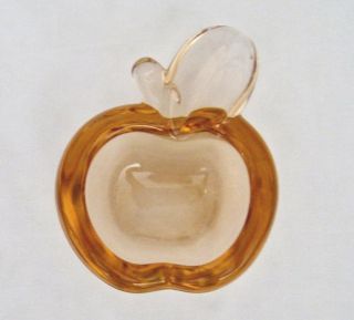 Vintage Glass Apple Trinket Dish Ashtray Coral Small 3 3/4 