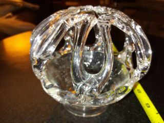 Vintage Unique Hand Blown Art Glass Crystal Clear Bowl/vase Crown Freeform Shape