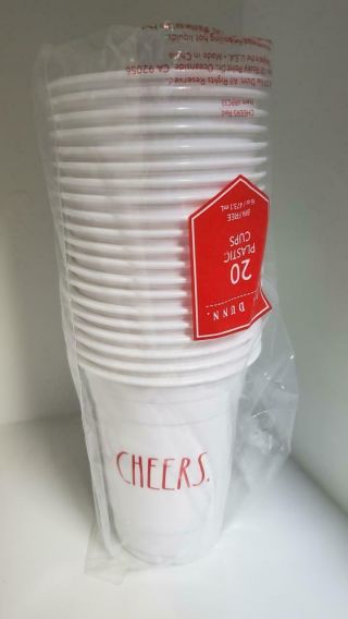 Rae Dunn Cheers 16oz 20 Plastic Disposable Cups Red Letter Christmas