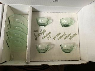 Mosser Green Depression Glass Jennifer Set 2 Miniature Dishes