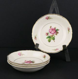 Vintage Syracuse China Federal Shape Victoria Rose Set Of 4 Berry Dessert Bowls
