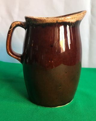 Vintage Hull Pottery Brown Drip Glaze 4 ½” Cream Pitcher Mid - Century Usa Made