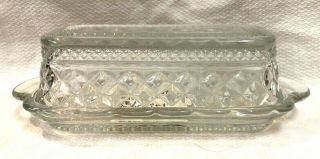 Vintage Anchor Hocking Wexford Clear Glass Oblong 1/4 Lb Covered Butter Dish Nr