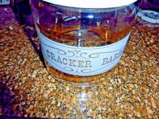 Vintage Pyrex Glass The Cracker Barrel Canister Display Jar With Plastic Lid